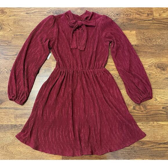 Floret Studios Women's Plissé Long Sleeve Casual Dress Red Size Small – NWT - Picture 2 of 7